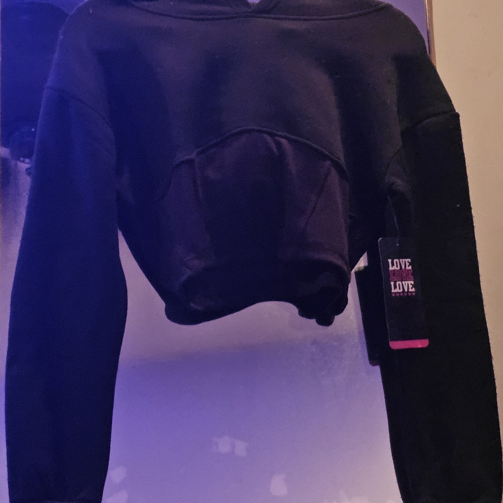 Black Cropped Hoodie